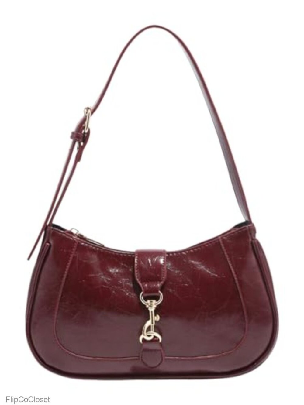 PU Leather Retro Zipper Shoulder Bag Elegant Underarm Purse